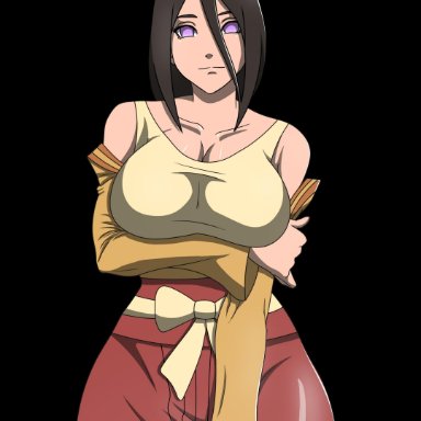 1girls, arm under breasts, bare shoulders, big breasts, boruto: naruto next generations, breasts, brown hair, busty, clothed, clothed female, clothes, clothing, collarbone, color, colored