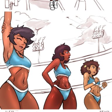 3girls, aged up, amphibia, anne boonchuy, arm raised, arm up, armpits, artist request, asian, asian female, ass, athletic, athletic female, back, booty