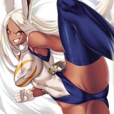 1girl, 1girls, abs, absurd res, absurdres, animal ears, armpits, bare shoulders, big breasts, boku no hero academia, breasts, bunny ears, bunny girl, bunny tail, busty