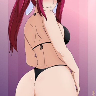 1girls, ass, back view, big ass, big breasts, bikini, biting lip, bleach, blush, breasts, dokugamine riruka, female, female only, headwear, long hair