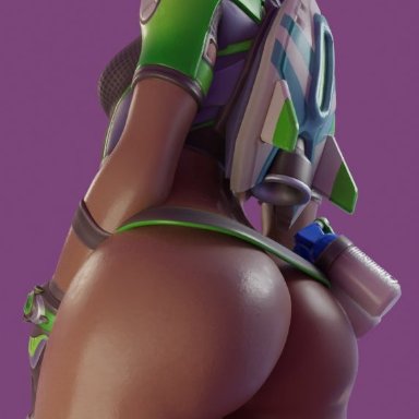 3d, alternate costume, ass, ass focus, back view, big ass, bottomless, butt shot, dark-skinned female, dat ass, latina, overwatch, plain background, SfmTessai, shiny skin