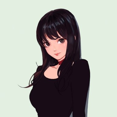 1girl, anime, black hair, cumshot, female