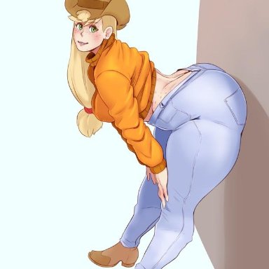 1girls, applejack (mlp), ass, female, female only, friendship is magic, huge ass, human, humanized, looking at viewer, my little pony, solo, sunnysundown, thick thighs, wide hips