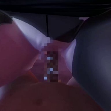 1boy, 1girl, 3d, animated, blonde hair, bouncing breasts, breasts, censored, cowgirl position, cum, cum inside, glasses, green eyes, large breasts, long hair