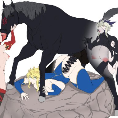 abs, ahe gao, angry, anilingus, animal genitalia, animal penis, artoria pendragon, artoria pendragon (lancer alter), artoria pendragon (lancer), ass, ass eating, balls, beast rimming, blonde hair, blue eyes