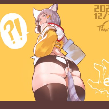 1girls, animal ears, ass, blush, cat ears, cat girl, from below, nia, nintendo, niyah, nyantcha, solo, tail, tail plug, thiccwithaq