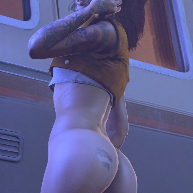 ass, ass tattoo, big ass, capcom, devil may cry, devil may cry 5, glasses, looking over shoulder, nicoletta goldstein, nsfw, tattoo, wildynsfw