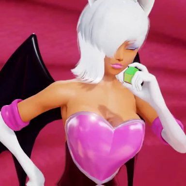 1girls, 3d, animated, breast expansion, breasts, bursting breasts, gem, huge breasts, humanized, prevence, rouge the bat, sega, solo, solo female, sonic (series)