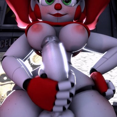 animated, animatronic, baby (fnafsl), circus baby, circus baby (fnaf), clown, five nights at freddy's: sister location, five nights at freddy&#039;s, five nights at freddy&#039;s: sister location, futa only, futanari, genitals, green eyes, huge breasts, huge cock