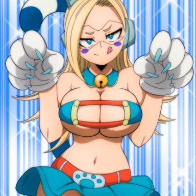 1girls, barely clothed, belly button, big breasts, blonde hair, breasts, female, female focus, hips, long hair, mature female, milf, my hero academia, older female, paws