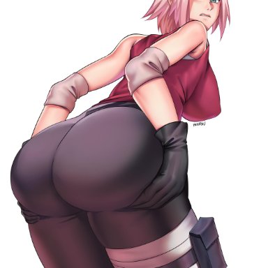 ass, ass focus, big ass, female, hamatsu, naruto, presenting, presenting hindquarters, sakura haruno, solo