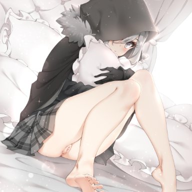 feet, gray (lord el-melloi ii), kinhasu, lord el-melloi ii-sei no jikenbo, pussy, seifuku, skirt lift, thong, uncensored