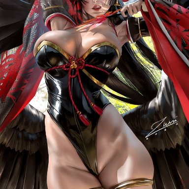 1girls, big breasts, breasts, cleavage, dead or alive, female, female only, large breasts, looking at viewer, nyotengu, solo, thick thighs, wide hips, zumi