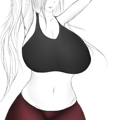 big boobs, big breasts, boobs, long hair, manga, Shiki1, sports bra