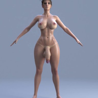 1futa, 3d, animated, areolae, ass, balls, big breasts, big penis, breasts, cyberpunk 2077, dickgirl, flaccid, futa only, futanari, large breasts