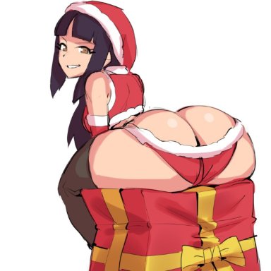 1girls, ass, borvar, christmas, female, female only, huge ass, looking at viewer, looking back, presenting, presenting hindquarters, solo