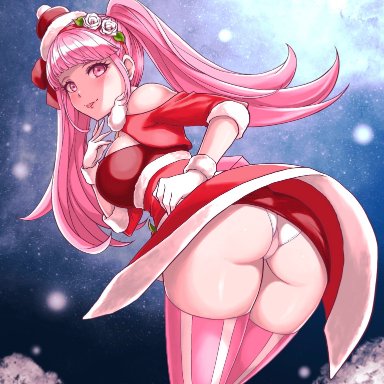 1girls, alternate costume, ass, breasts, christmas, female, fire emblem, fire emblem heroes, fire emblem: three houses, flower, gloves, hair flower, hair ornament, highres, hilda (fire emblem)