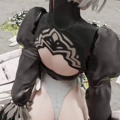 1boy, 1girl, 3d, android, animated, ass, black clothing, delicious, nier, nier: automata, no sound, passionate, perfect body, renderingbutts, sex