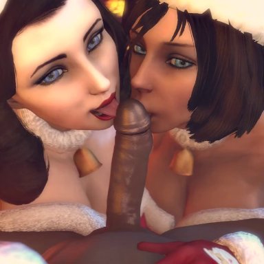 3d, animated, bioshock, bioshock infinite, blowjob, cyru sfm, dark-skinned male, elizabeth, elizabeth (bioshock infinite), eye contact, female, female domination, female/male, femdom, glans licking