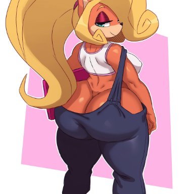 1girls, big ass, big butt, blonde hair, bottom heavy, bubble ass, bubble butt, coco bandicoot, crash (series), crash bandicoot (series), exposed ass, fat ass, female, fully clothed, furry