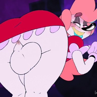 animated, anus, backsack, balls, big ass, dress, edit, eyebrows visible through hair, femboy, freckles, frills, girly, gloves, male, male only