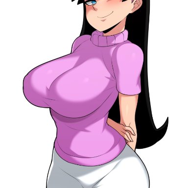 1girls, big breasts, black hair, blue eyes, blush, curvaceous, curvy figure, fairly oddparents, hairband, half-closed eyes, jmg, large breasts, skirt, smile, solo