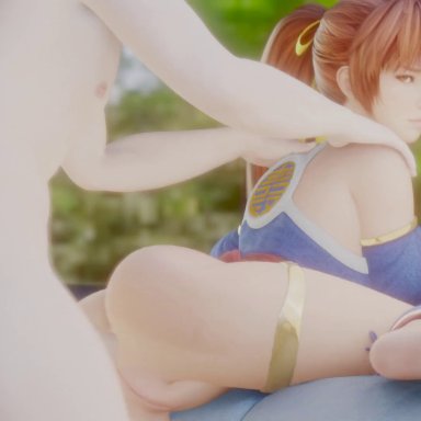 3d, animated, big ass, clothed, dead or alive, doggy style, excited, feet, half-closed eyes, kagisfm, kasumi, long hair, looking at partner, looking pleasured, open mouth