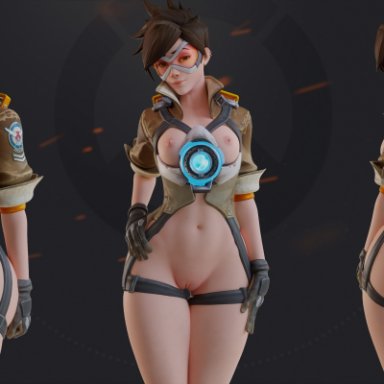 1girls, 3d, areolae, arhoangel, ass, big ass, blender, breasts, female, female only, looking at viewer, nipples, nude, overwatch, solo