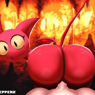 anal, anal penetration, anal sex, animated, big ass, buttjob, demon, demon girl, demon tail, demon wings, large ass, loop, pov, red skin, satina