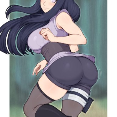 1girls, afrobull, ass, big ass, big breasts, blush, boots, breasts, clothed, curvaceous, curvy figure, dark blue hair, female, high resolution, hyuuga hinata