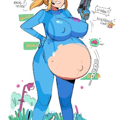 1girls, big belly, blonde hair, blue eyes, blush, dr-worm, female, female focus, female only, gritted teeth, huge belly, huge breasts, labor, large belly, lewdlemage