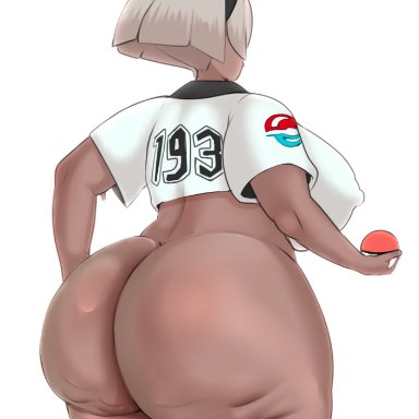 1girls, ass, bea (pokemon), breasts, cellulite, chubby, dark skin, dark-skinned female, female, female only, fladdykin, huge ass, huge breasts, pokemon, pokemon ss