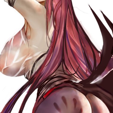 absurd res, armpits, ass, big ass, breasts, dat ass, female, from behind, genshin impact, hair over one eye, hi res, huge breasts, human, long hair, pantyhose