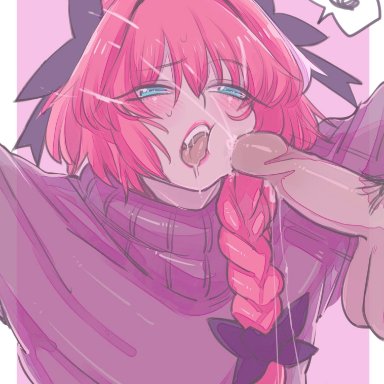 2boys, astolfo (fate), asutorufuo siri, black bow, blue eyes, blush, bow, bow in hair, cum, cum drip, cum dripping, cum string, fate (series), femboy, girly