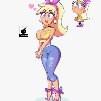 1girls, aged up, big breasts, bimbo, blonde hair, bursting breasts, busty, chloe carmichael, clothing, ear piercing, earrings, fairly oddparents, hourglass figure, huge breasts, legs