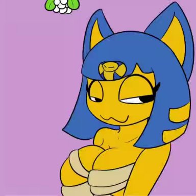 1female, 1male, animal crossing, animated, ankha, ankha (animal crossing), bandages, big penis, blowjob, cat ears, cum, cum in mouth, fellatio, furry, heart eyes