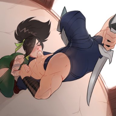 akali, blowjob, female, ilwha, league of legends, shen