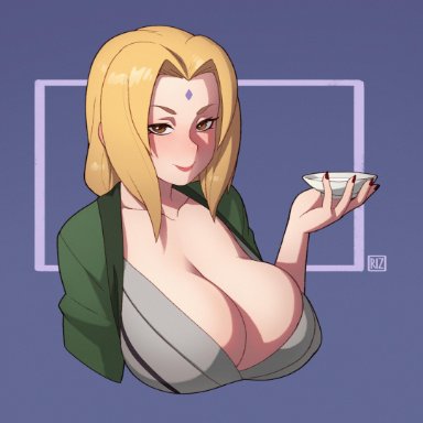 1girls, big breasts, breasts, cleavage, female, female only, large breasts, looking at viewer, naruto, rizdraws, solo, tsunade