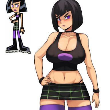 1girls, absurd res, artist name, black hair, breasts, choker, cleavage, danny phantom, female, female only, goth, hand on hip, hi res, jmg, large breasts