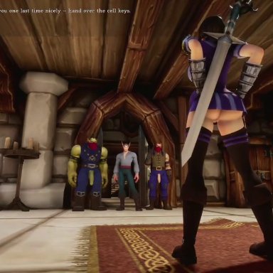 1girls, 3boys, 3d, anal, anal sex, animated, auril (artist), big breasts, black hair, blizzard entertainment, blood elf, blowjob, bob cut, bouncing breasts, breasts