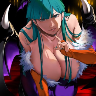 1girls, bakkanki, big breasts, darkstalkers, female, female focus, female only, long hair, morrigan aensland, tagme