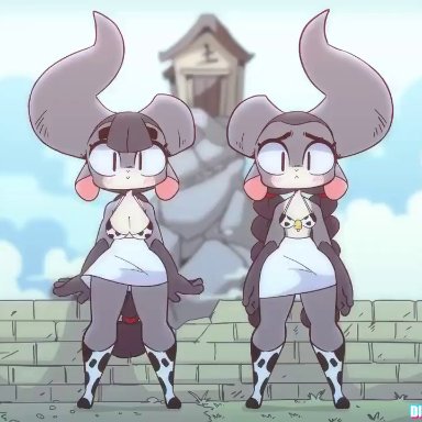 2girl, 2girls, animated, anthro, breasts, cleavage, clothed, clothing, cute, dance, dancing, diives, female, female only, music