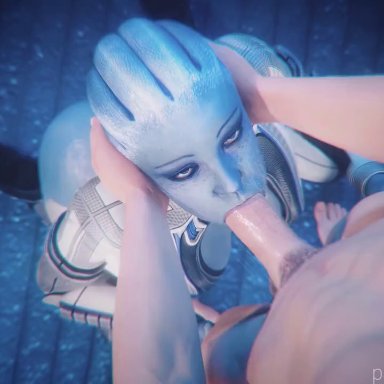 3d, animated, blender, blowjob, cum, cum on face, female, head grab, human, human on alien, human on humanoid, human penetrating, idemi-iam, liara t'soni, male