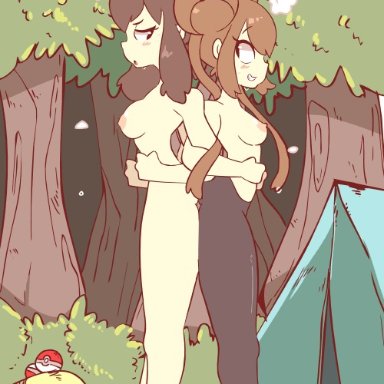 2girls, animated, ass, ass to ass, bouncing breasts, breasts, diives, female, female only, hilda (pokemon), nintendo, pantyhose, pokemon, pokemon bw, rosa (pokemon)