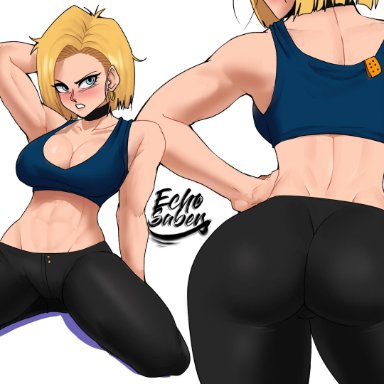 1girls, android 18, dragon ball, echosaber, female, solo, tagme