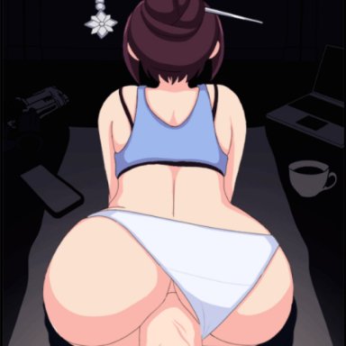 2d, 2d animation, all fours, anal, anal insertion, anal sex, animated, asian, asian female, ass, ass focus, big ass, big butt, blizzard entertainment, clothed