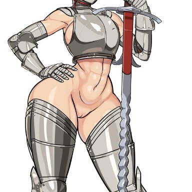 1girls, 2021, abs, armor, breasts, faceless female, female, gauntlets, helmet, hi res, kardia of rhodes, knight, leggings, nisetanaqa, pussy