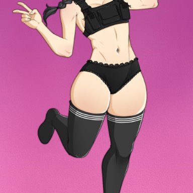 1girl, abs, absurd res, bare shoulders, beanie, black hair, braid, braids, breasts, cleavage, dark hair, dokkaebi, glasses, grace nam, heart