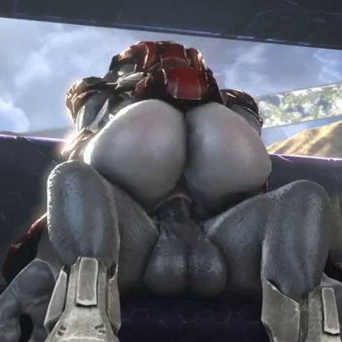 1boy, 1girl, 3d, alien, animated, armor, ass, backside, balls, big ass, big balls, big butt, big penis, feet, female