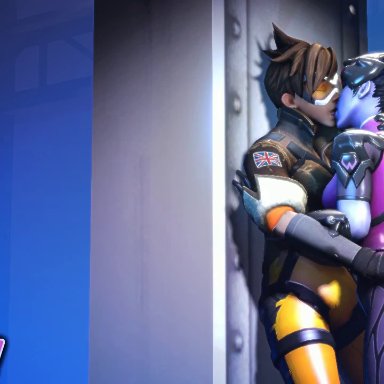 3d, animated, animation, hand on ass, kissing, overwatch, tracer, video, widowmaker, zalsfm